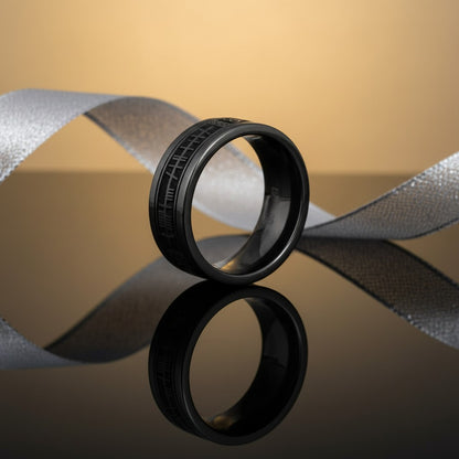 Boru 7mm Ogham Black Zirconium Ring