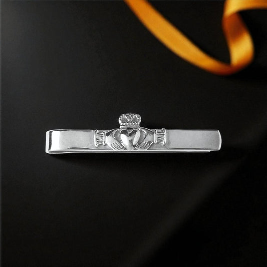 Silver Tie Bar Claddagh Straight