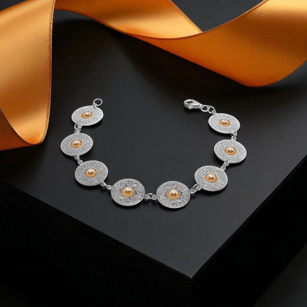 Silver Bracelet Small Disc with Bead