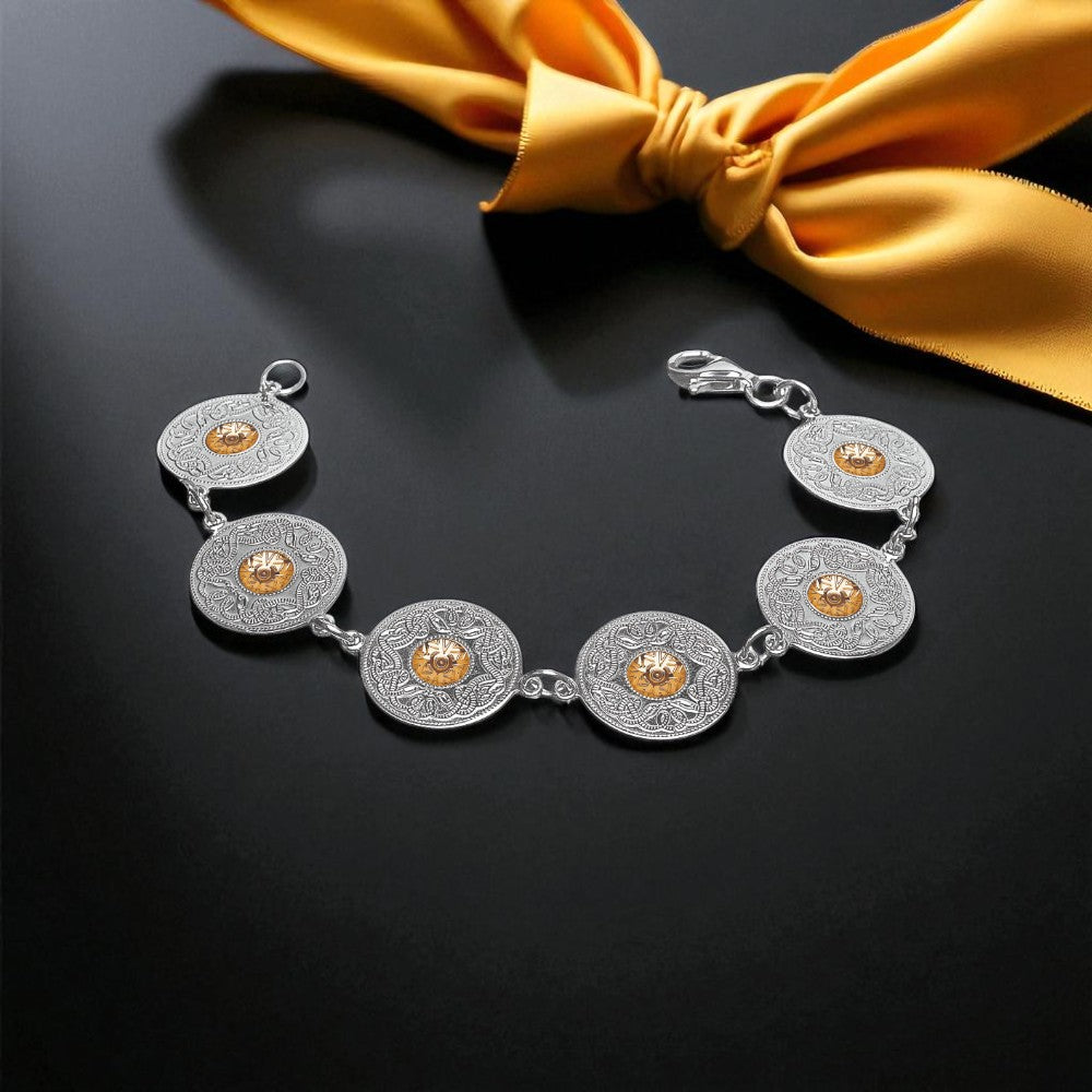 Silver Bracelet Medium Disc with Bead
