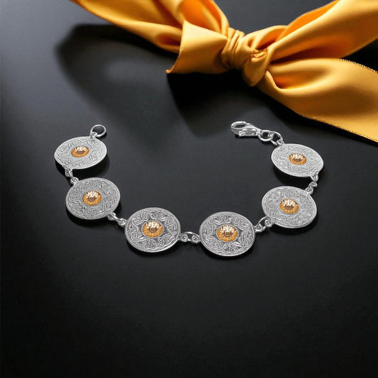 Silver Bracelet Medium Disc with Bead