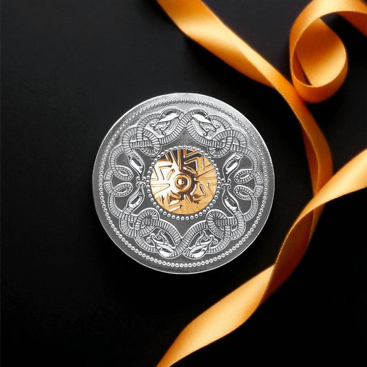Silver Brooch Large Disc with Bead