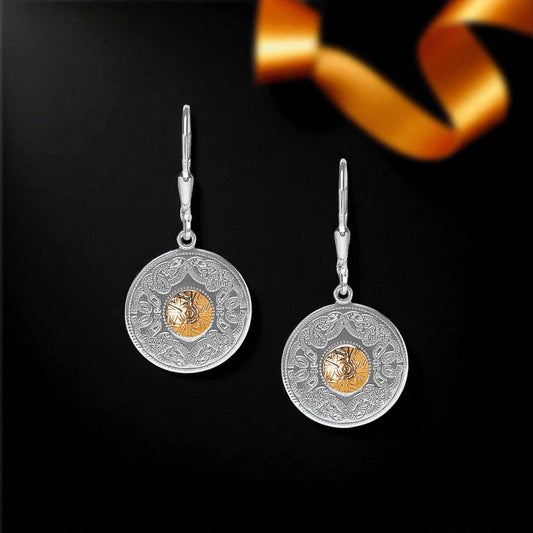 Celtic Warrior Drop Earrings with 18K Gold Beads - Small