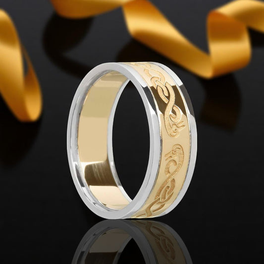 Le Cheile Narrow Wedding Ring with White Trims