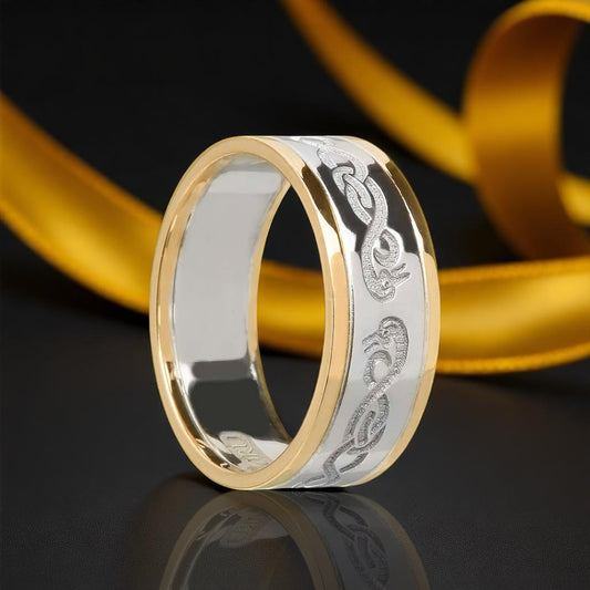 Le Cheile Narrow Wedding Ring with Yellow Trims