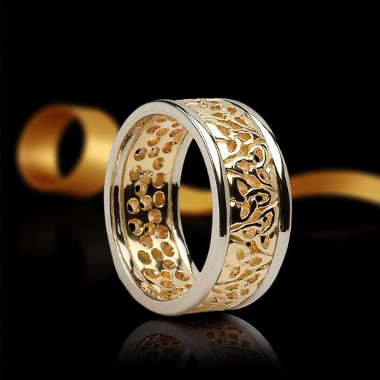 Trinity Knot Filagree Narrow Wedding Ring with White Trims