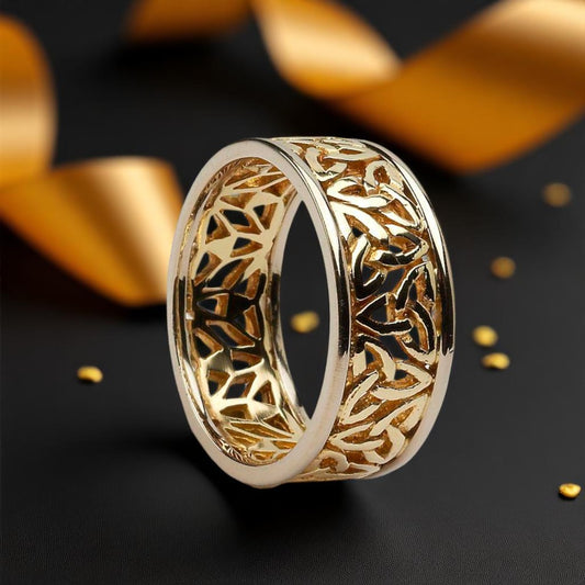 Trinity Knot Filagree Wedding Ring with White Trims