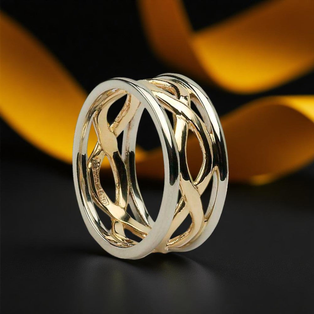 Ladies Infinity Wedding Ring with White Trims