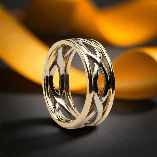 Ladies Infinity Wedding Ring with Yellow Trims