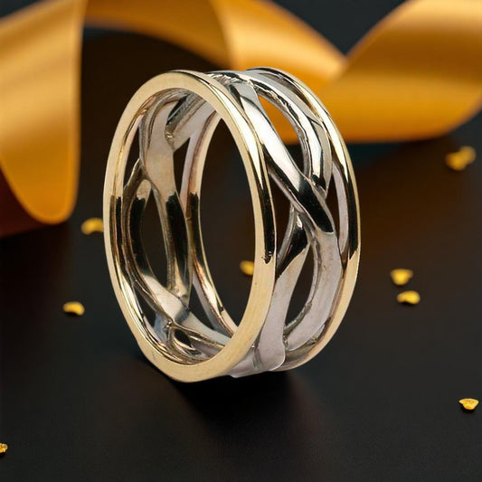 Gents Infinity Wedding Ring with Yellow Trims