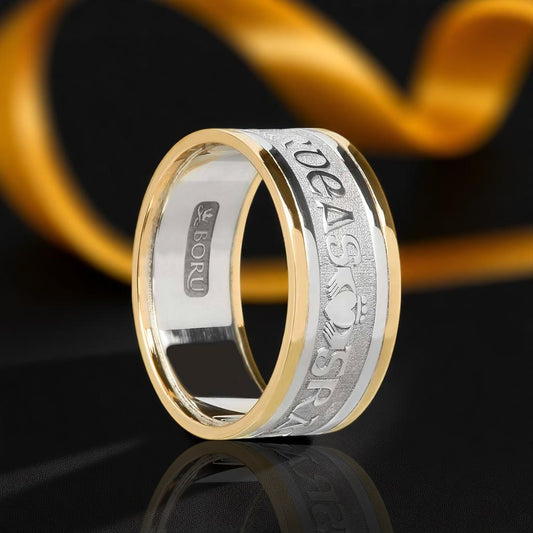Gents Gra Dilseacht Cairdeas Ring with Yellow Trims