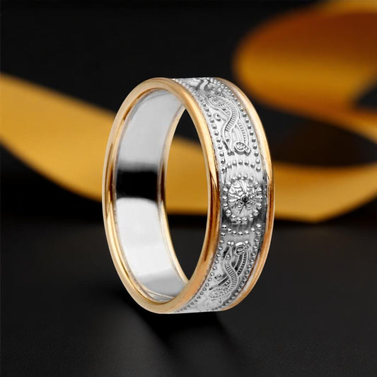 Celtic Warrior Ring - Narrow with Yellow Trims