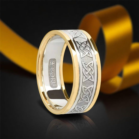 Ladies Lovers Knot Ring with Yellow Trims