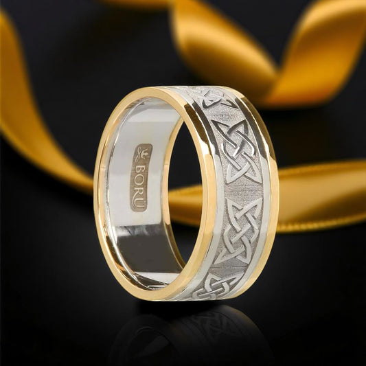 Gents Lovers Knot Ring with Yellow Trims