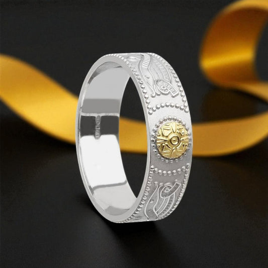 Celtic Warrior Ring - Medium with 18K Bead