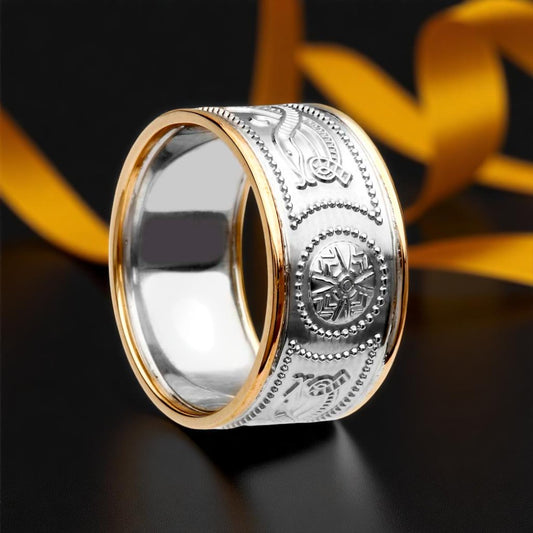 Celtic Warrior Ring - Wide with Yellow Trims