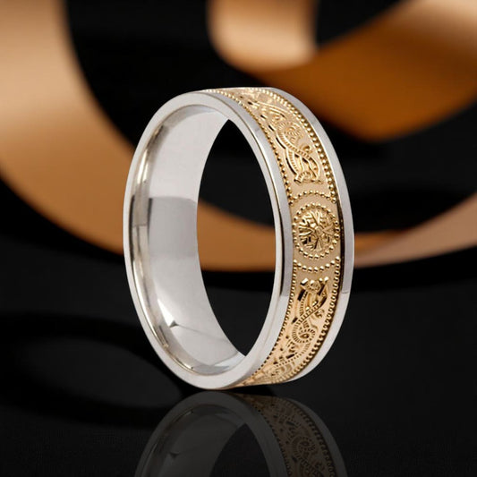 6.6mm Court Celtic Warrior Ring - with White Rails
