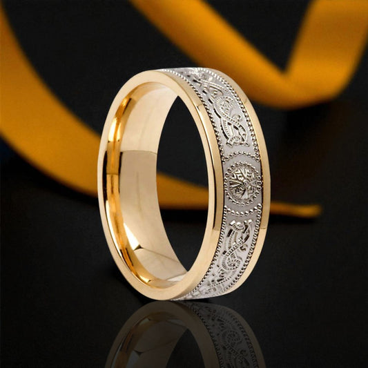 6.6mm Court Celtic Warrior Ring - with Yellow Rails
