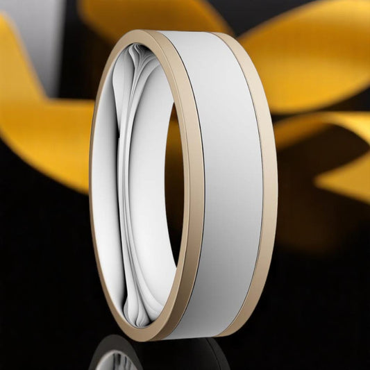 6.5mm Plain Brushed Finish White Centre with Yellow Rails