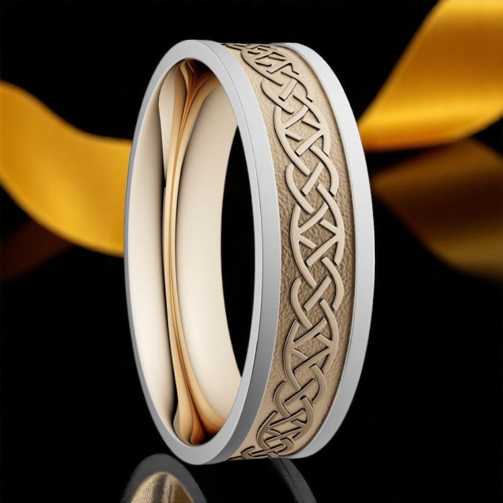 6.5mm Lovers Knot Ring Yellow Centre with White Rails