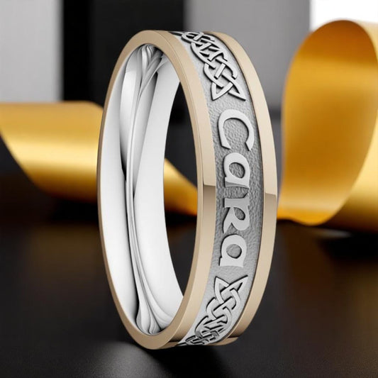 5mm Anam Cara Ring White with Yellow Rails