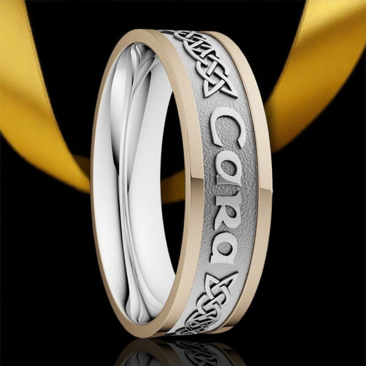 6.5mm Anam Cara Ring White with Yellow Rails