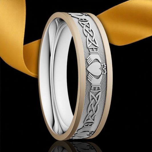 5mm Claddagh & Lovers Knot White with Yellow Trims