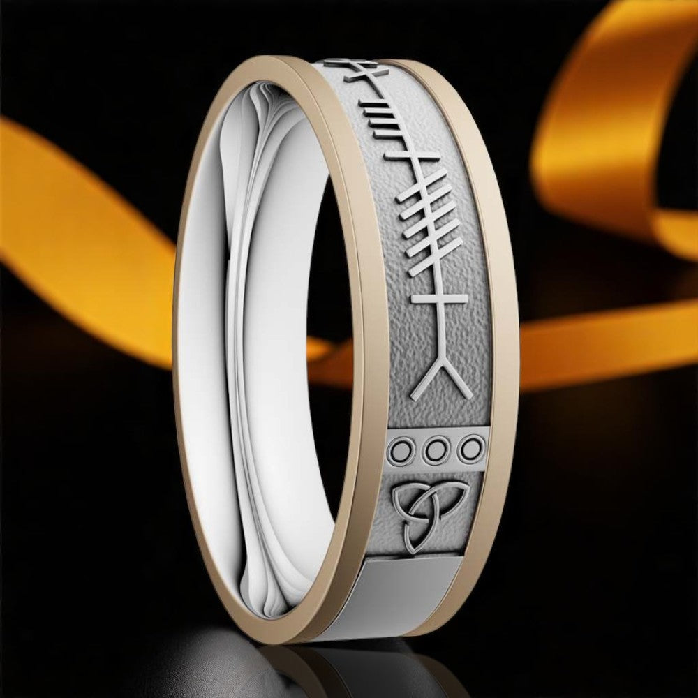 6.5mm Ogham Mo Anam Cara - White with Yellow Rails