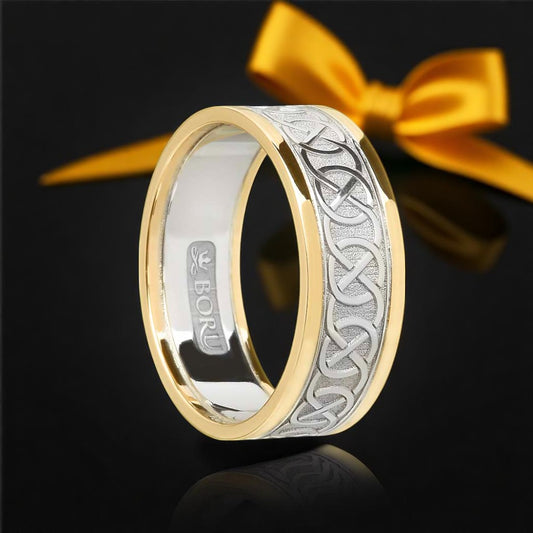 Ladies Closed Celtic Knot Ring with Yellow Trims