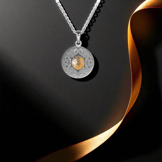Silver Pendant Small Disc with 18K Gold Bead