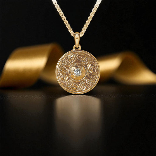 Celtic Warrior Medium Disc Pendant with Diamond