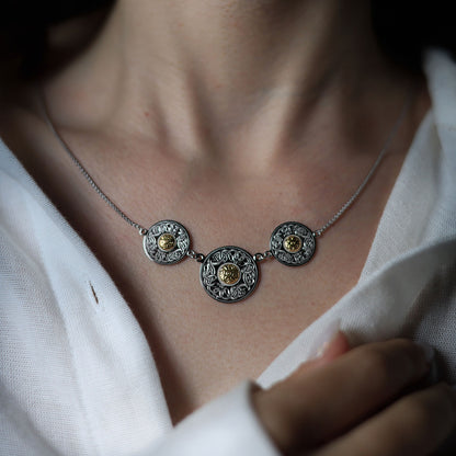 Silver Pendant Triple Disc with Bead