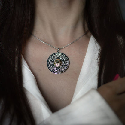 Silver Pendant Large Disc with Bead