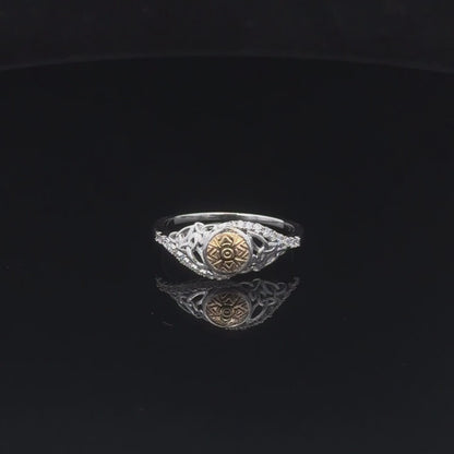Silver Solstice Ring Twisted Trinity with 18K Bead