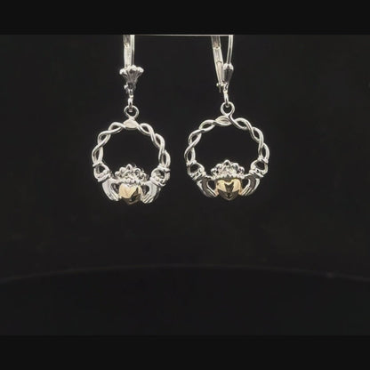 Silver Earrings Solid 10K Heart Claddagh