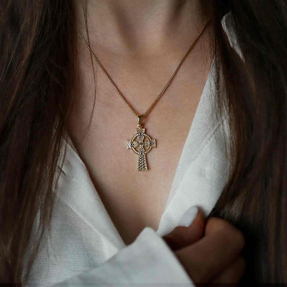 14K Gold Vermeil Traditional Cross - Large