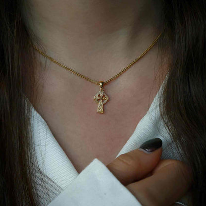 14K Gold Vermeil Traditional Cross - Very Small