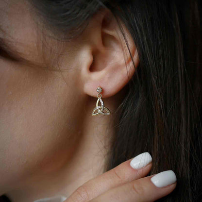 14K Gold Vermeil Trinity with CZ Earrings