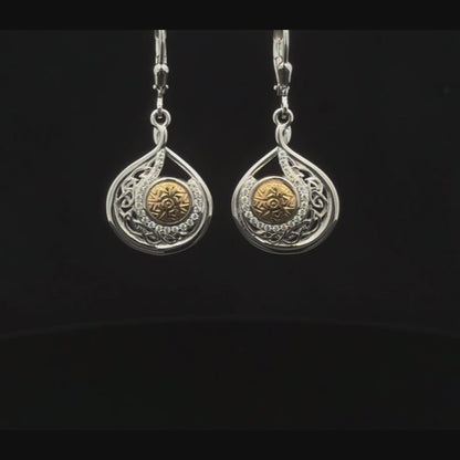Silver Solstice Earring Teardrop with 18K Bead Drop