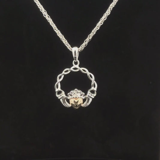 Silver Pendant Solid 10K Heart Claddagh