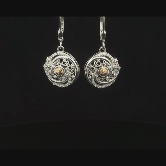 Silver Solstice Earring Swirls with 18K Bead - Drop