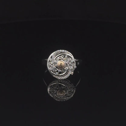 Silver Solstice Ring Swirls with 18K Bead