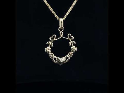 14k Gold Vermeil Shamrock Claddagh Pendant