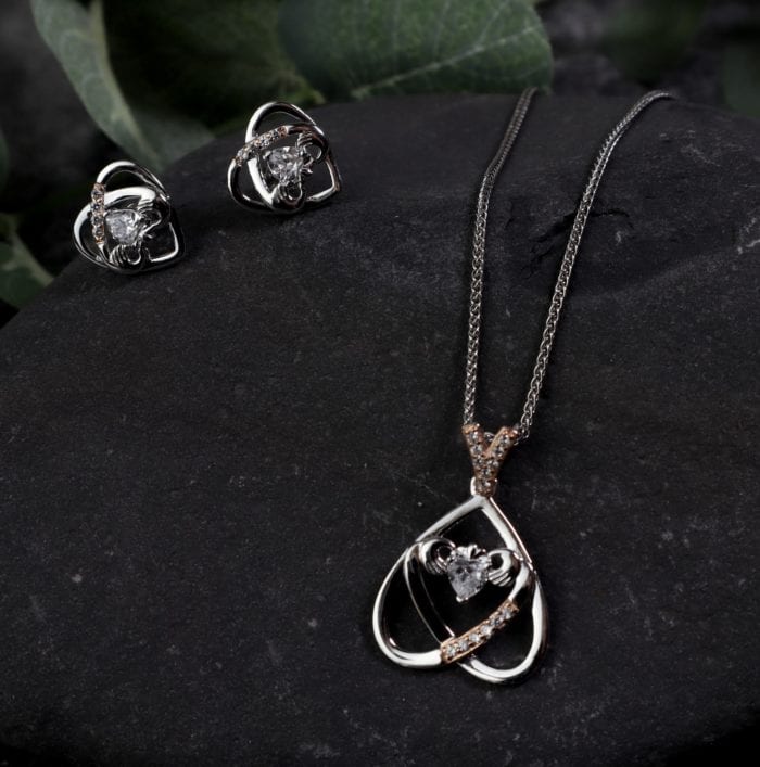 Upside Down Heart Claddagh Pendant