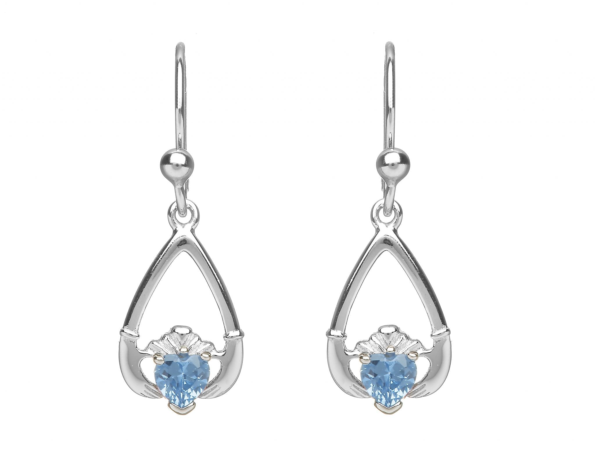 March Claddagh Earrings - Aquamarine - Celtic Jewelry by Boru