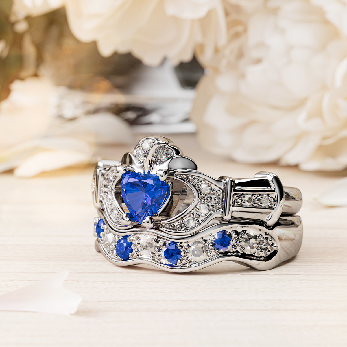 Sapphire store claddagh ring