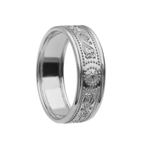 Celtic Warrior Shield Wedding Ring - Very Narrow with Trims - Very Narrow with Trims